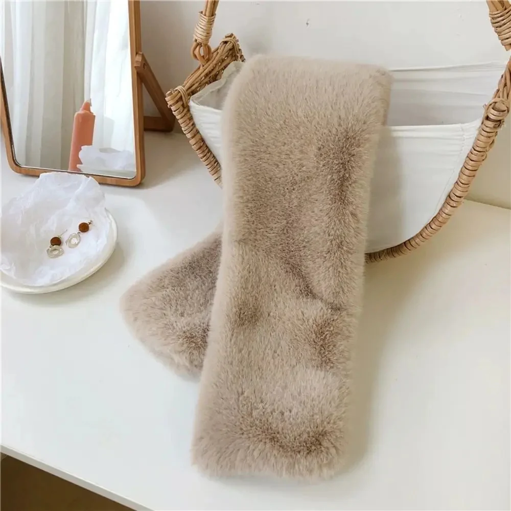 Faux Fur Cross Collar Neck Warmer Winter Scarf