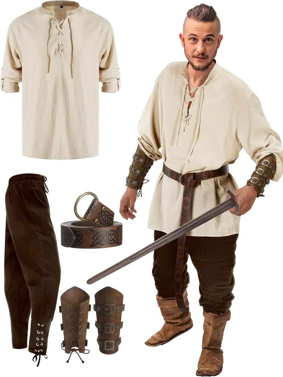 Official 4 Pcs Men's Pirate Costume - Image 8