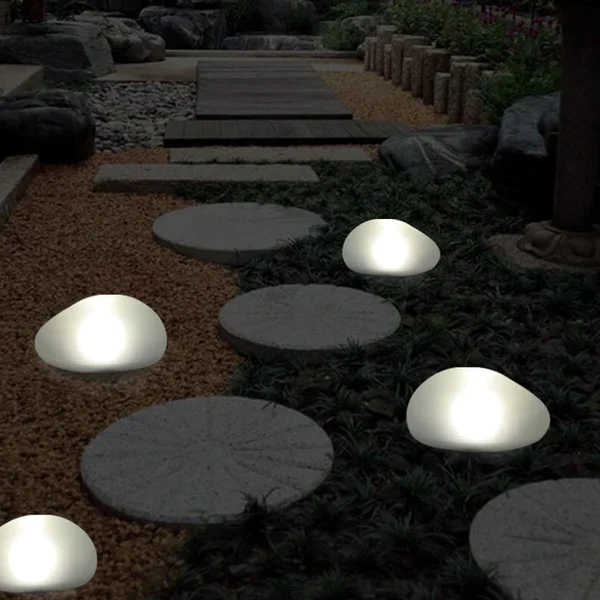 Solar Pebble ABS Sandblasted LED Outdoor Landscape Glass Light - Image 2