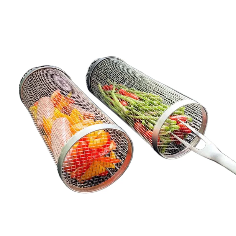 Stainless Steel Rolling BBQ Grill Basket - Image 2