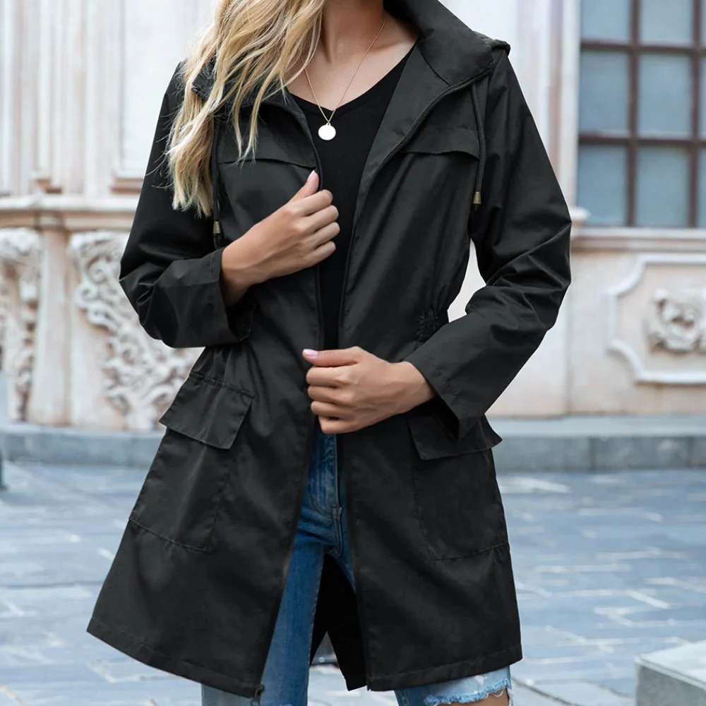 Stylish Zipper Trench Coat For Women - Image 2